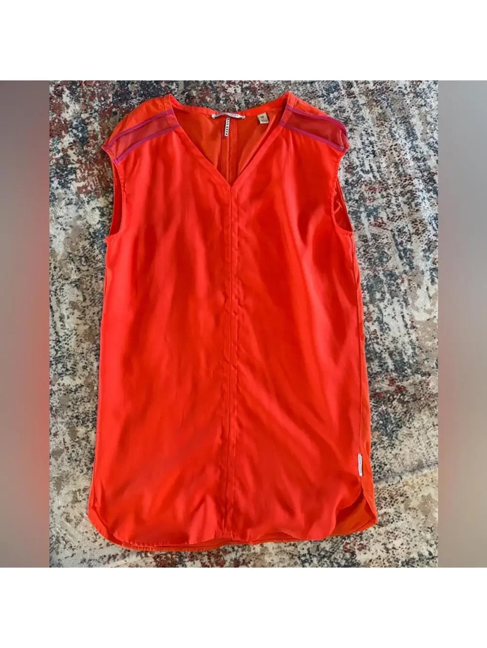 Scotch & Soda Orange Sleeveless V Neck Shift Dress Sz 1/ US 4